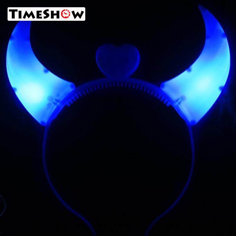 Blue Wiffe LED Devil Horn Light Up Headband Flashing Horn Halloween Christmas Party Decor 