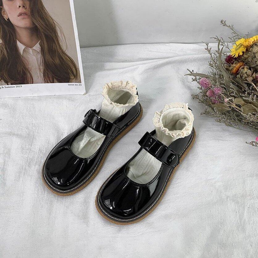 Giày nữ Mary Janes Giày cao gót Med Giày Da Bóng Giày oxford khóa dây Giày nữ giá rẻ