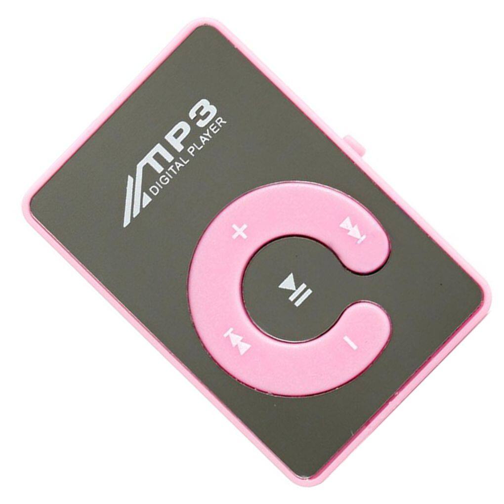 Mirror Surface Mini MP3 Player with Clip USB Charging Portable Music Playing Device Multifunctional Built-in Battery
