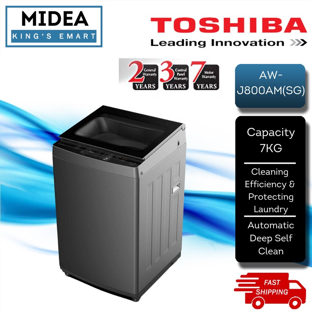 Toshiba 7KG Fully Auto Top Load Washer Washing Machine AWJ800AM(SG) / Mesin Basuh 洗衣机 Lazada
