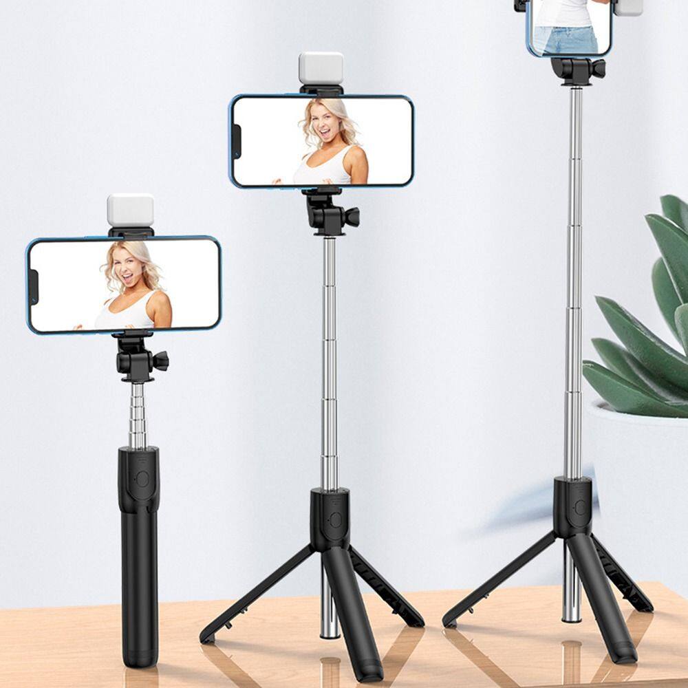 DFVDS Poratable Handheld Mini Tripod Shutter with Fill-in Light Phone Holder Remote Control Selfie Device Wireless Selfie Stick Live Tripod Phone Self-timer
