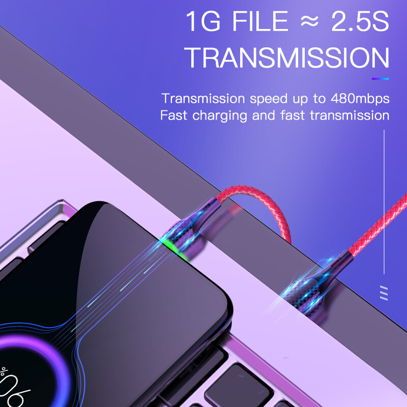 VAORLO 3A Fast Charging Cable Data Cable Type-C USB-C Micro Lightning usb charger cord For iphone Huawei Xiaomi Android charger Line Alloy Protection Nylon Cable Quickly Charging Cable