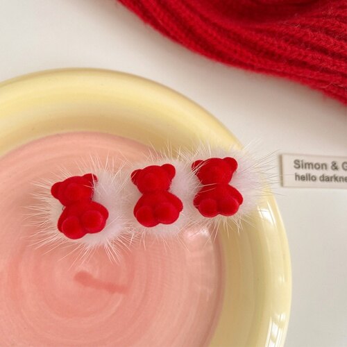 【Happy New Year】New Korean Hair Clip Sweet Plush Bear Bow Clip Hairpin For Woman Girls Hair Accessories New Year's Gift