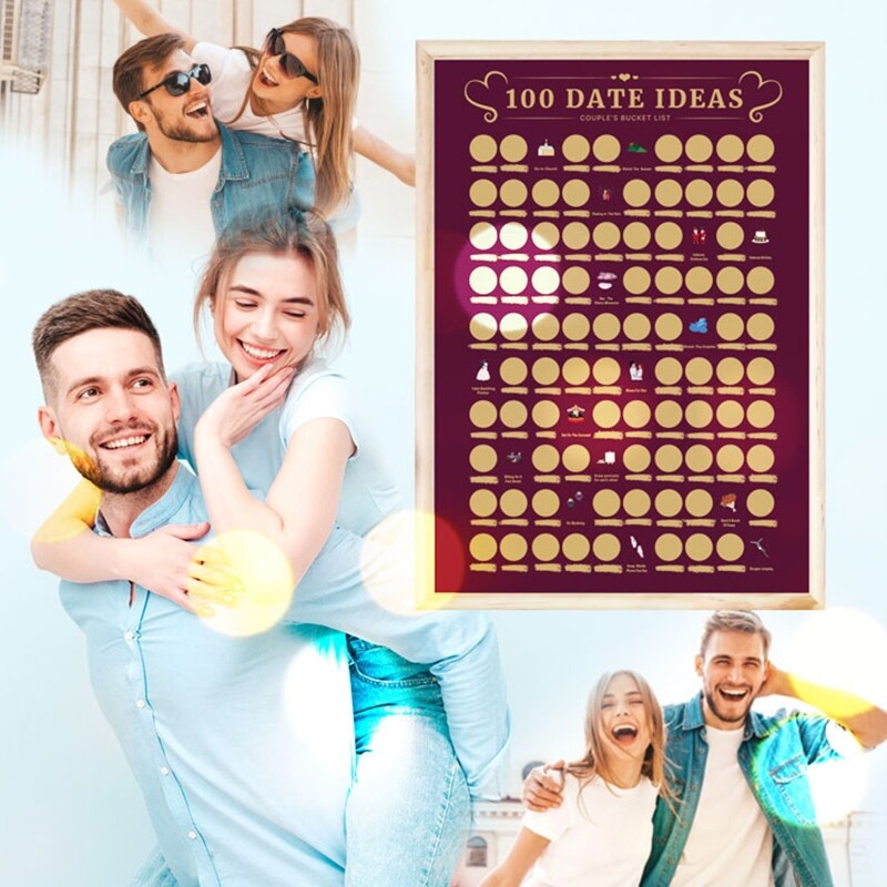 100 Dates Scrape off Poster 100 Things Between Couples Scrape Poster Couples Games Date Night Ideas Valentines Day Gifts