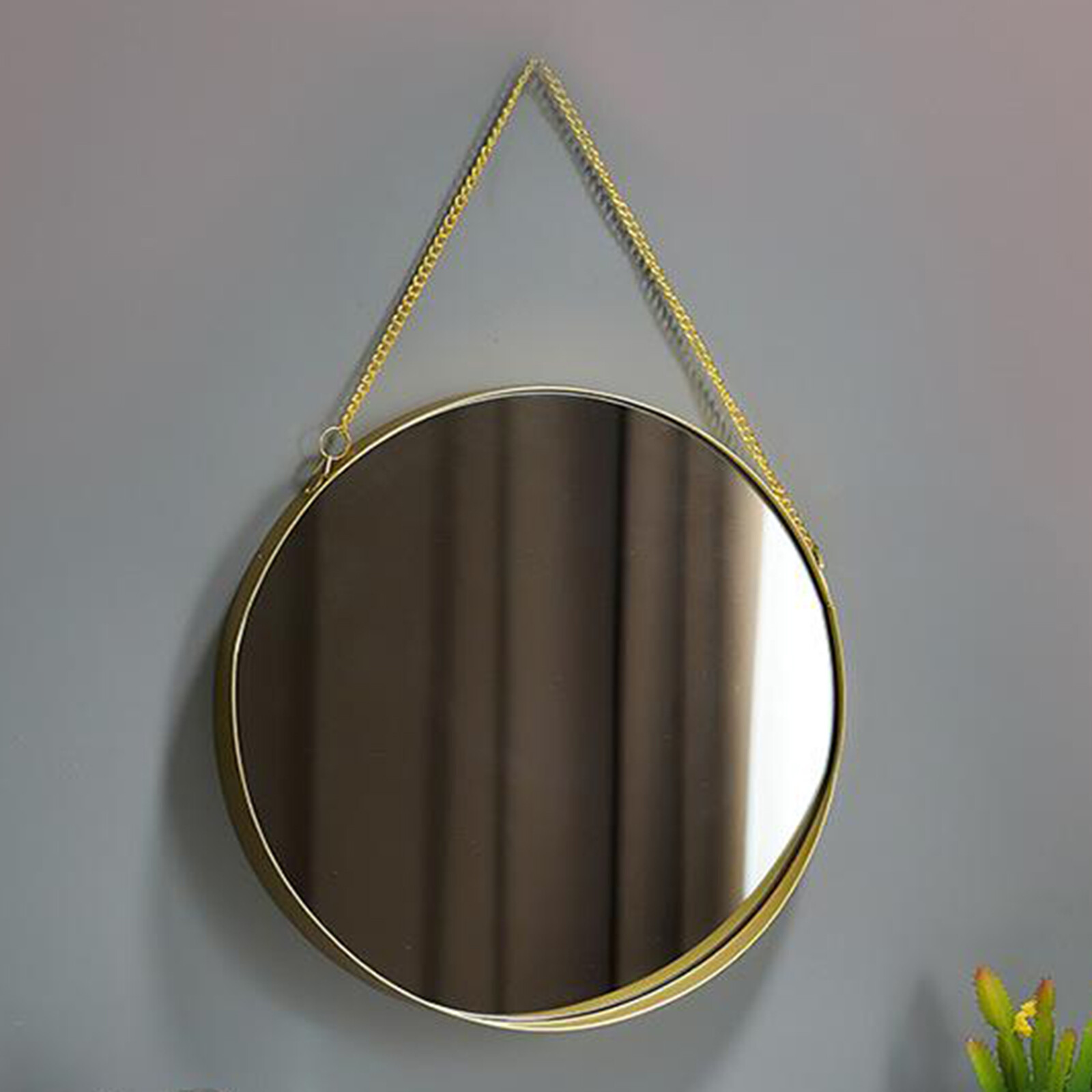 Dolity Hanging Wall Mirror Round Wall-Mounted Makeup Dressing Room Decor, Gold Frame