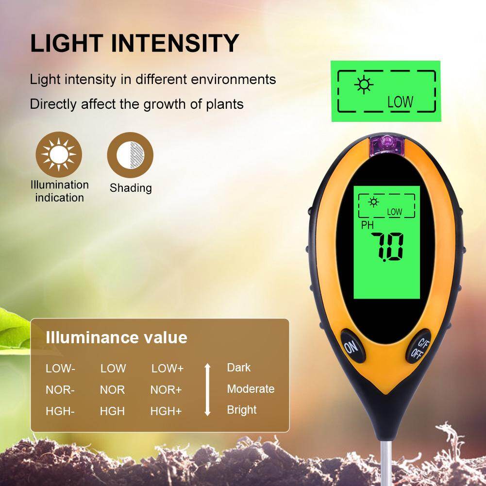 Rcyago 4 Trong 1 Kỹ Thuật Số Máy Đo Độ Ẩm Đất PH Meter Nhiệt Độ Độ Ánh Sáng Mặt Trời Tester