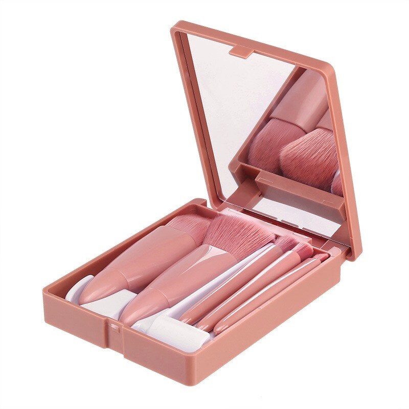 5Pcs Professional Makeup Brush Sets with Mirror Box / Conical Handle Premium Synthetic Make up Brushes / Makeup Brushes Kits For Applying Foundation Powder Concealers Eyeliner Eyebrow Eye Shadows / Daily Basic Cosmetic tools