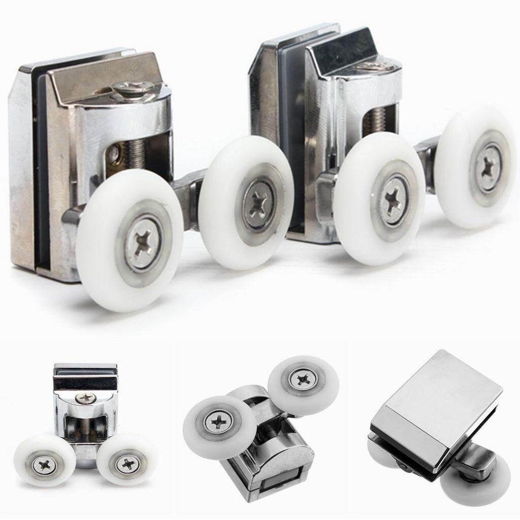 Baoblaze 4Pcs Double Sliding Shower Door Glass Upper Rollers Runners Wheels 23mm