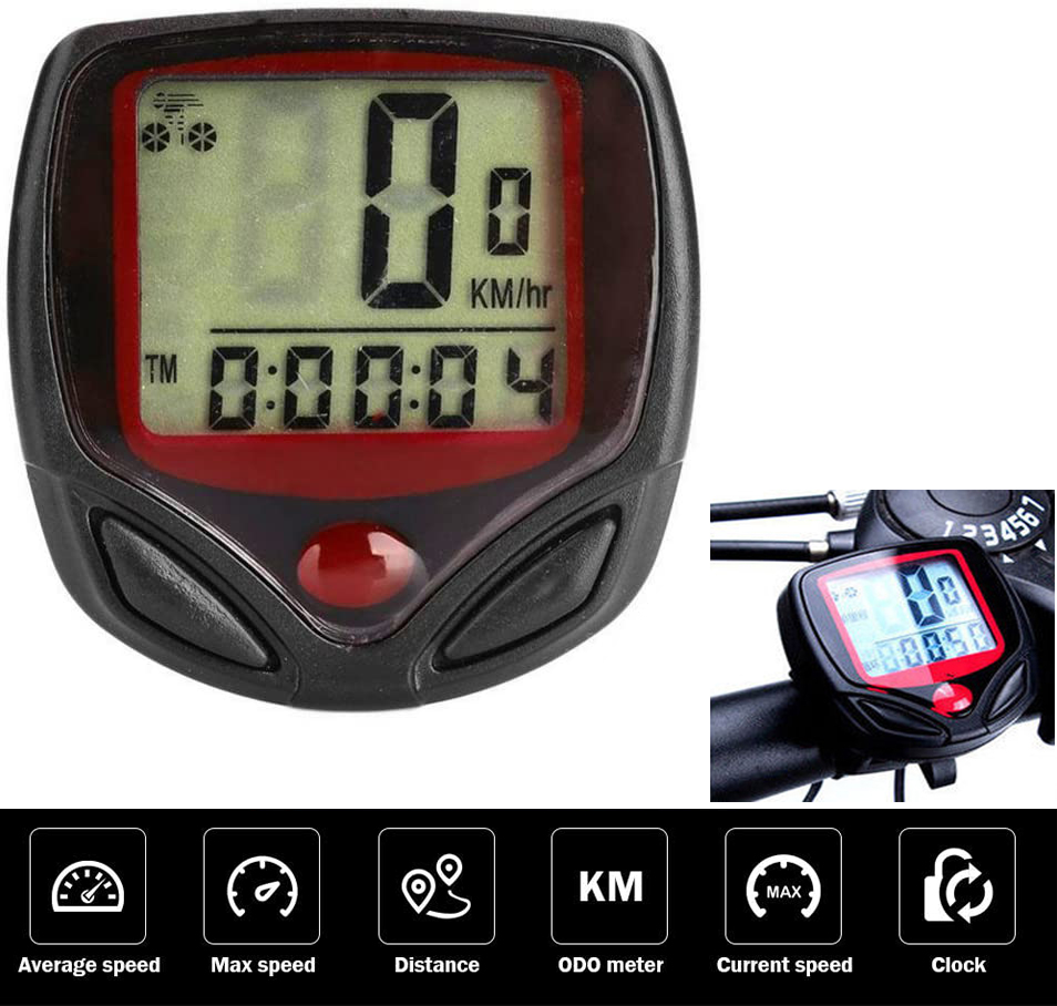 LCD Display Wired Bike Bicycle Cycle Computer Odometer Speedometer LCD Waterproof 14 Functions