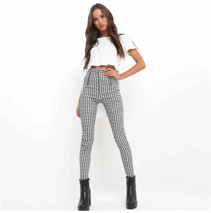 plaid pencil pants