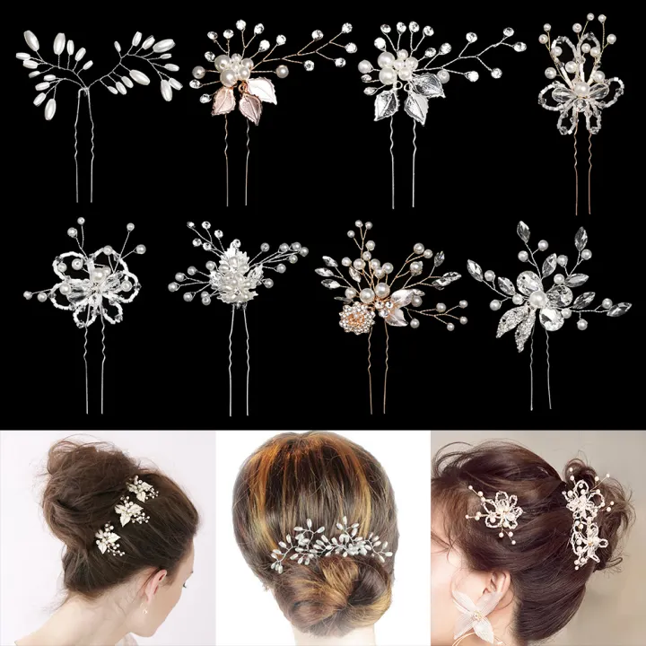 Lady Crystal Headpiece Pearl Hairpin Bridal Haircomb Hair