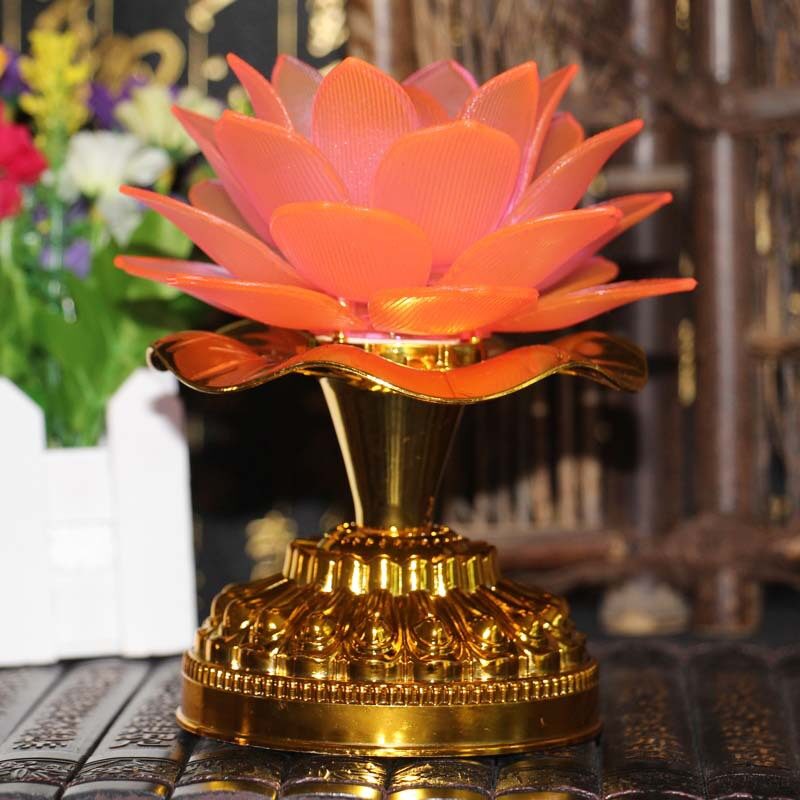 On Sale Shangyuan Đèn Hoa Sen Kép Dùng Pin LED Màu Hồng  Máy Tụng Kinh Phật Giáo  Đồ Dùng Phật Giáo Phật Giáo 1676