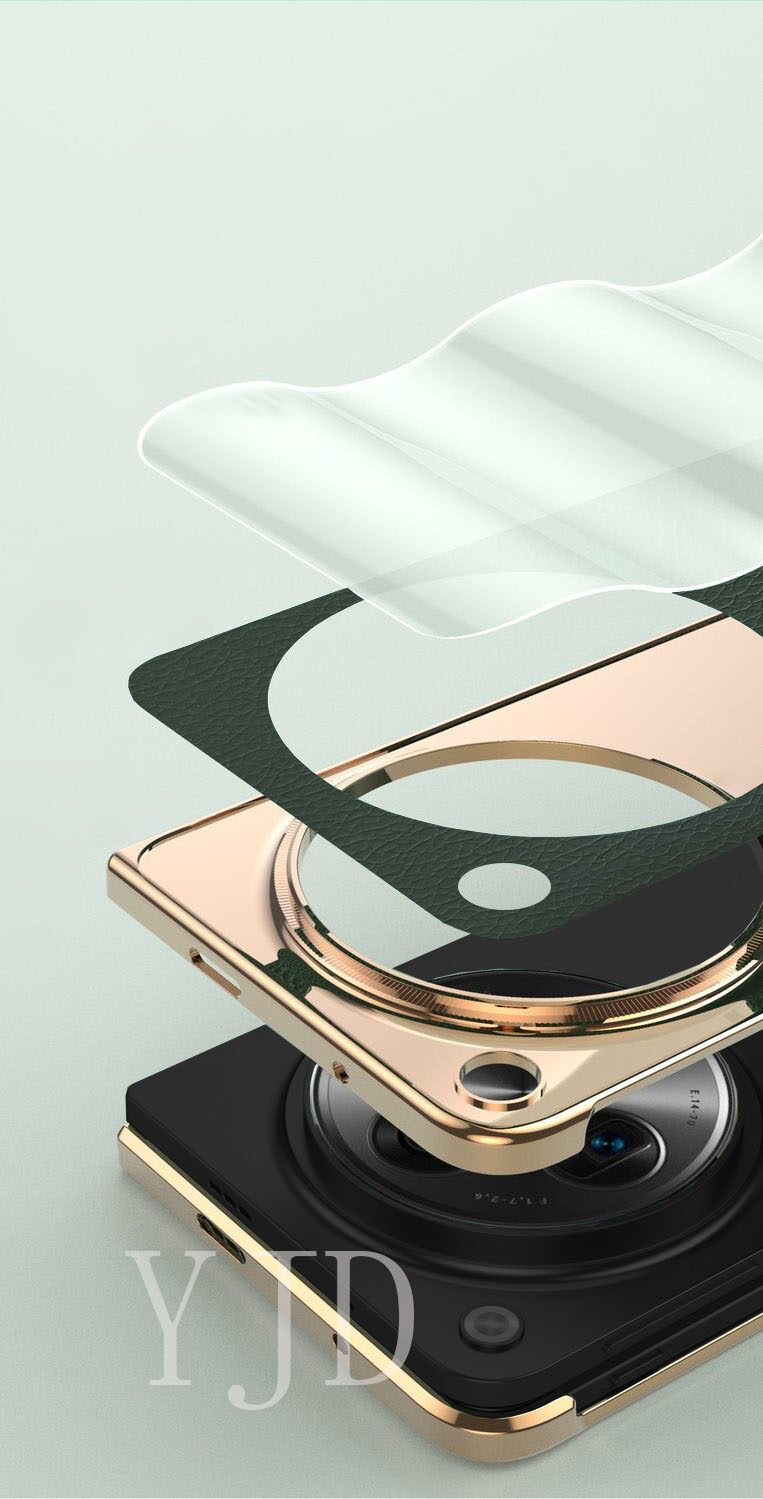 Yjd trường hợp cho OPPO Find N3 da màu trơn siêu mỏng Electroplated cạnh điện thoại chống sốc trường hợp