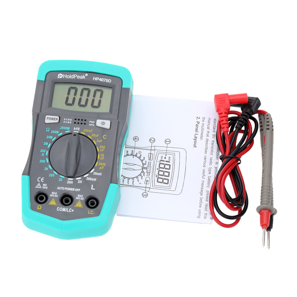 BO YIN HoldPeak HP4070D Mini Digital Multimeter Resistance Capacitance Inductance Transistor Test
