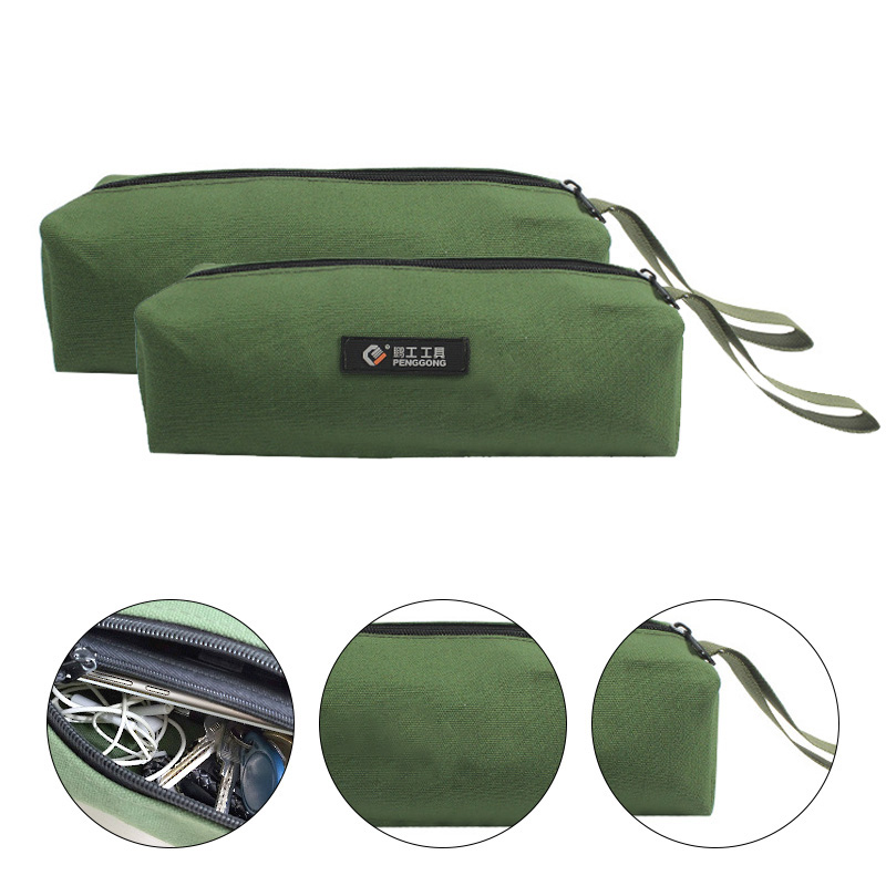 Manooby Durable Thicker Canvas Tool Pouch for Electrical Tool Storage Organizer Bag