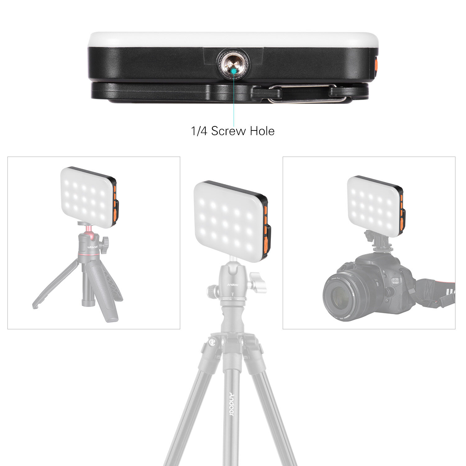 Andoer LY-01 Đèn LED RGB Đèn Video Chụp Ảnh, Siêu Sáng Đa Năng 3200K-6500K Pin Tích Hợp, Đen