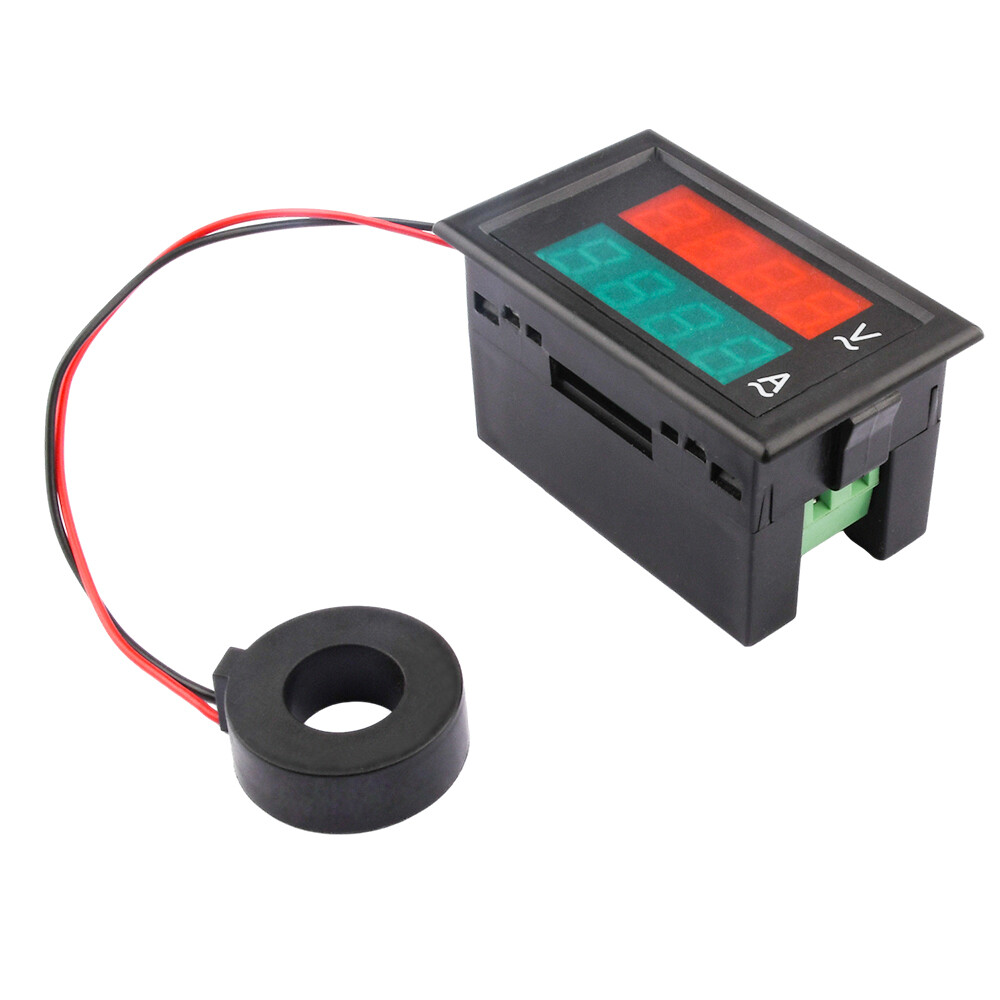 Foriot Đồng hồ đo vôn Ampe 300V 100A Vôn kế Điện áp và dòng điện mét kỹ thuật số hiển thị thời gian kép 0.39 inch LED điện áp cường độ dòng điện Tester