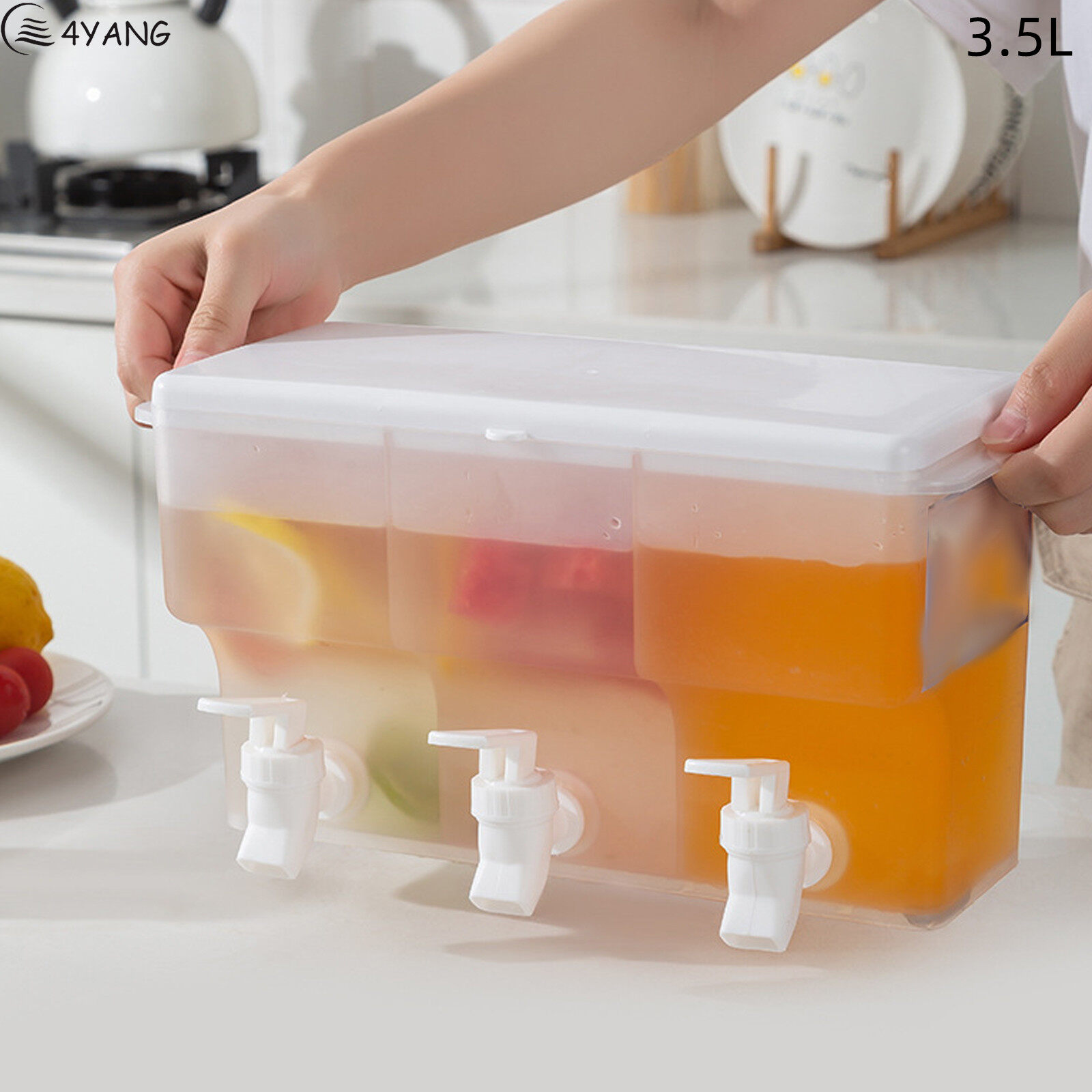 3.5L Large-capacity refrigerator cold kettle with faucet three-capacity lemonade juice plastic cold water bucket