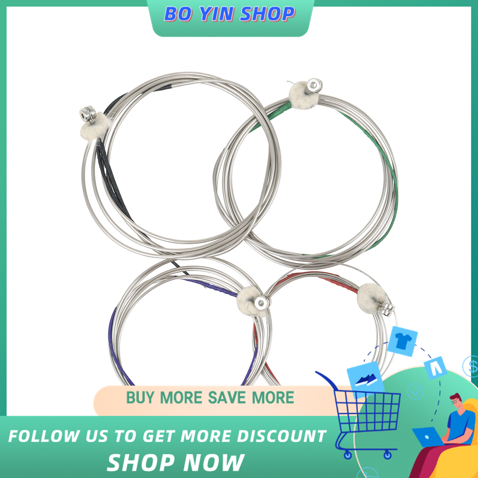 BD102 4-string Double Bass String Set Steel-Nickel Winding String Rust-resistant Durable String for Double Bass