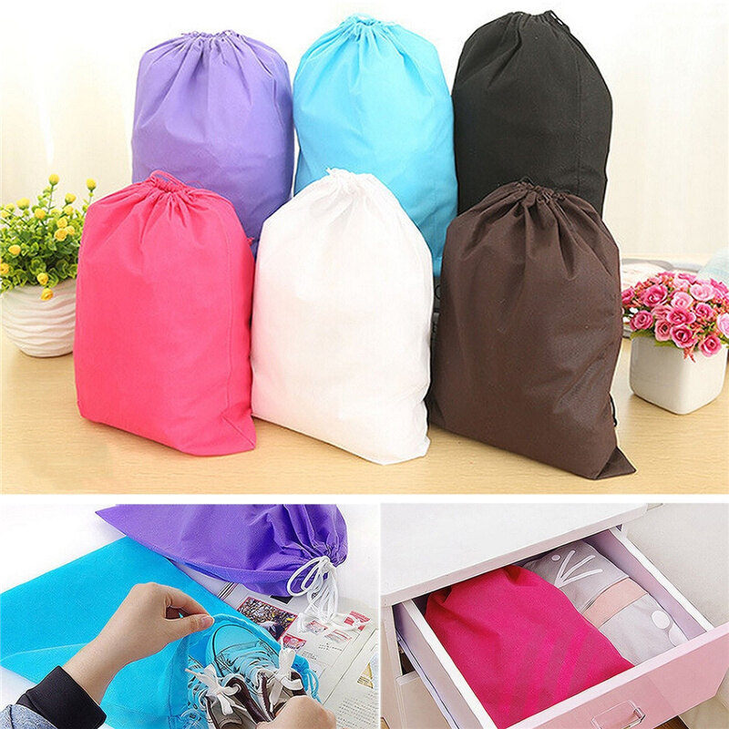 【beauty-sunshine】Non-woven Laundry Shoe Clothes Storage Bag Travel Wash Pouch Drawstring Bag