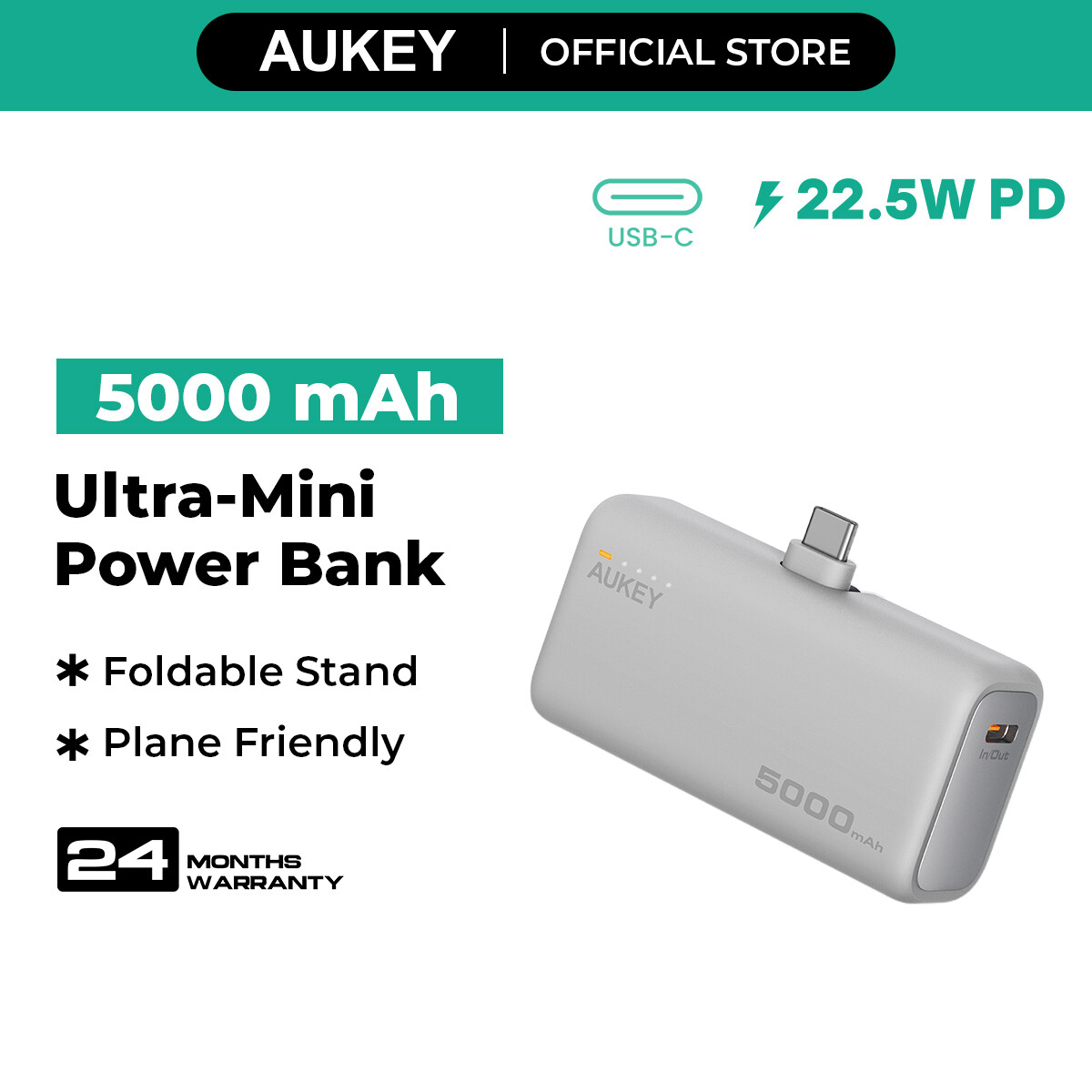 Aukey PB-Y59 Spark Mini 5000mAh PD Power Bank With Built-in