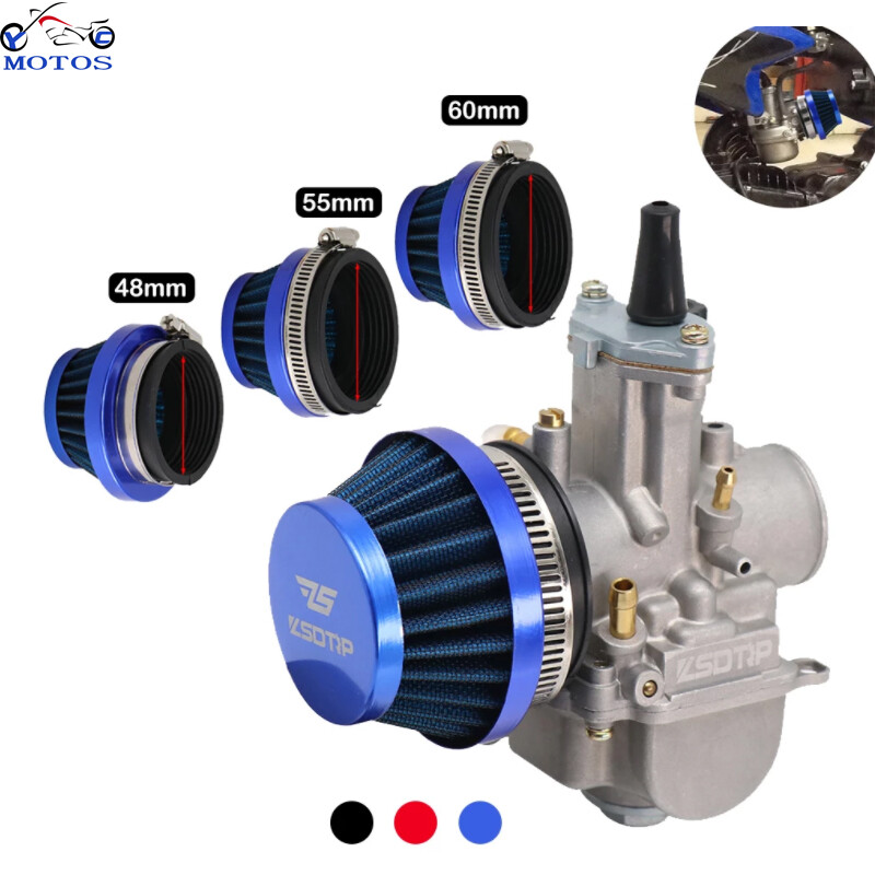 YC MOTOS 48mm 55mm 60mm Air Filter Cleaner For Keihin Koso PWK Mikuni Carburetors 2 Stroke ATV Quad Dirt Bike Moto Air Filter Cleaner