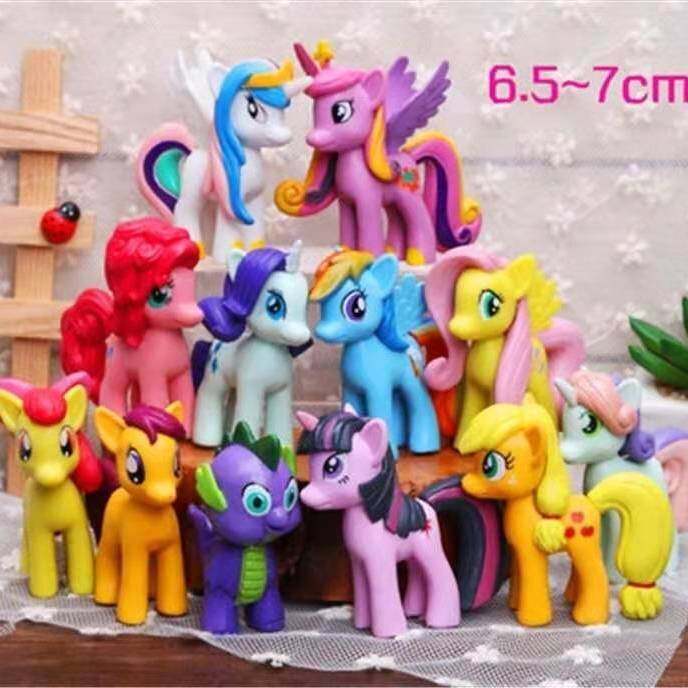 12 Pcs My Little Pony My Little Pony Princess Toy Set Anime Doll Toy Rainbow Plush Soft Children Girl Toy Unicorn Doll