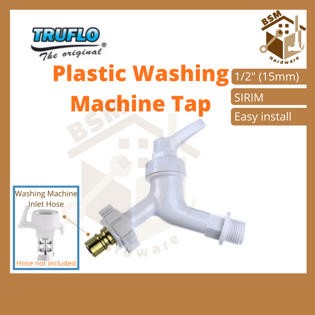 Truflo by Watertec Plastic Washing Machine Adapter Water Tap Wall PVC