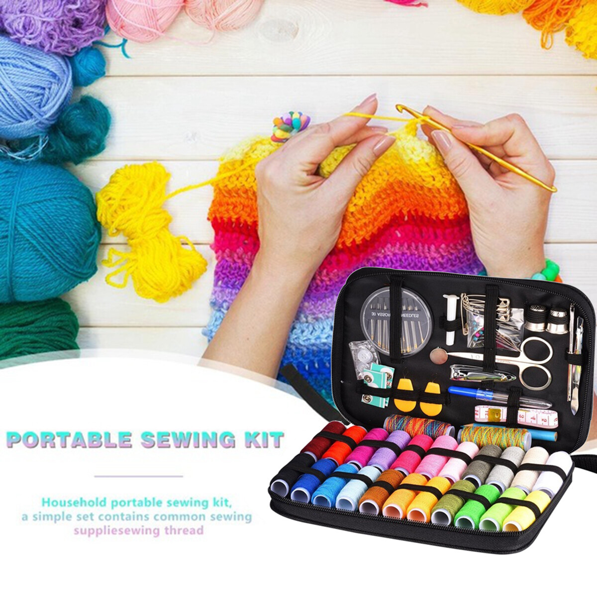 Portable Knitting Needles DIY Handcraft Sewing Box Set Thread Stitching Kit Quilting Tool Embroidery