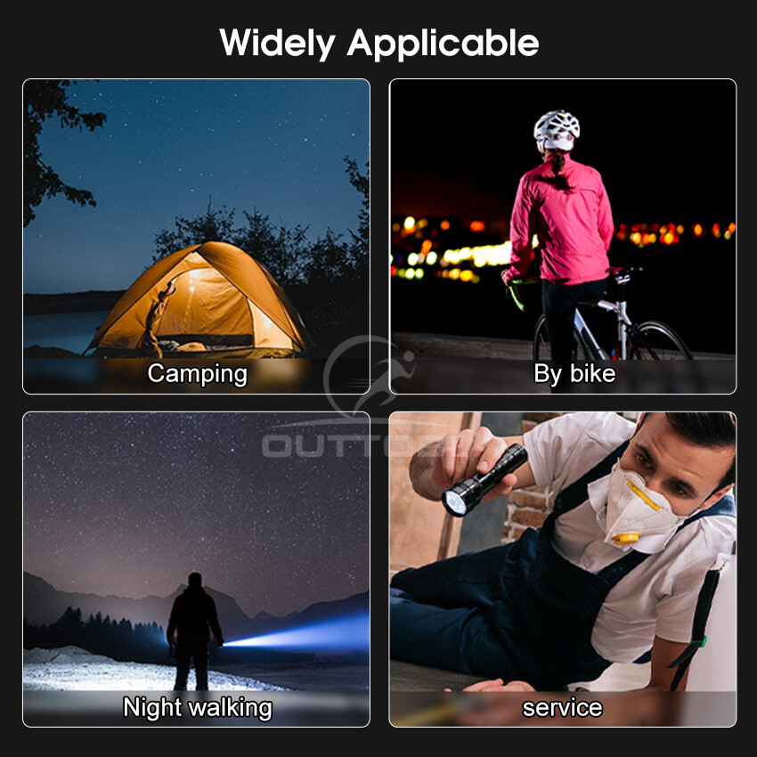 Outtobe Mini Torch Light Portable Mini Flashlight Telescopic Focus Flashlight Dual Light Source Ultra Light Strong Light USB Charging For Night Fishing Running Camping Hiking Adventure