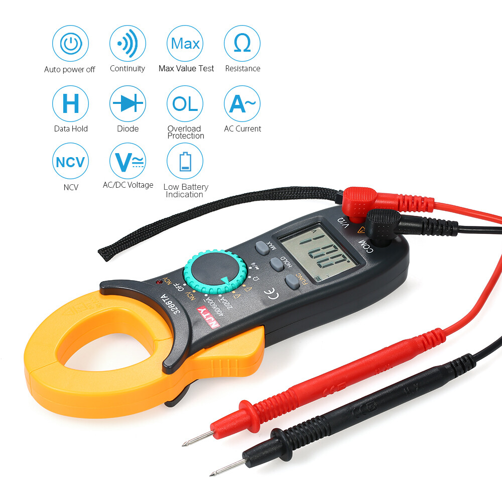 KKmoon NJTY Đồng Hồ Kẹp Kỹ Thuật Số Đồng Hồ Vạn Năng Phạm Vi Tự Động Đếm 2000 Kèm Kiểm Tra NCV Đồng Hồ Vạn Năng Cầm Tay Cầm Tay Dòng Điện Xoay Chiều AC/DC Màn Hình LCD Đo Điện Trở Liên Tục Đi Ốt