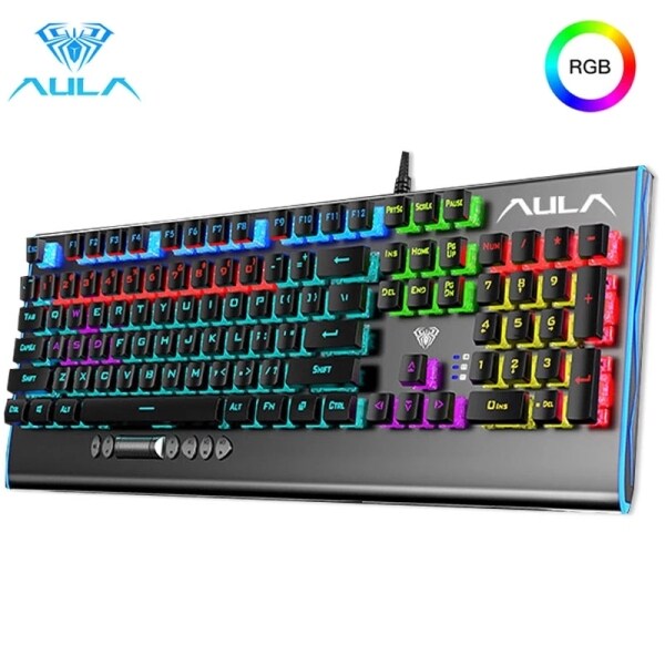 AULA F2099 Wired Gaming Keyboard Backlight Mechanical 104 Keys Anti-ghosting Multi-Colorful keyboard Blue Switch for E-sports games PC Gamer Laptop Desktop Computer Singapore