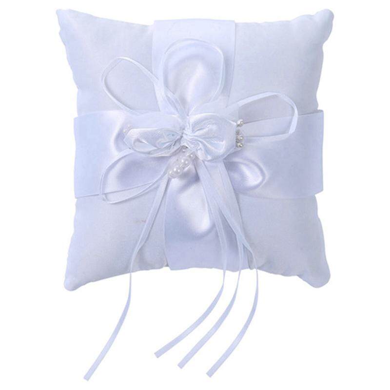Beautiful 15x15cm White Wedding Lace Ring Pillow Flower Shape With Flash Diamond Romantic Pillow Cushion Home Decoration By Starnet Store.