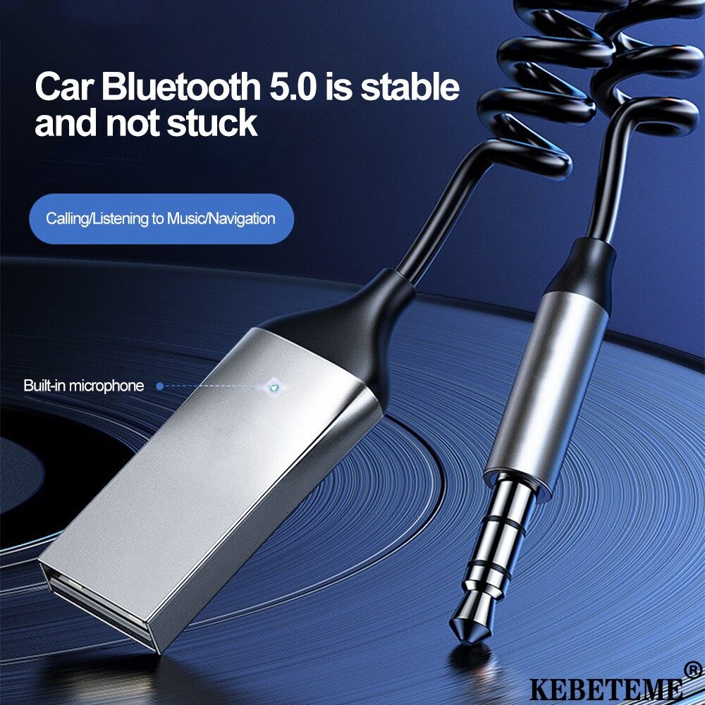 KEBETEME Car Bluetooth Receiver 3.5mm Jack Handfree Car Kit AUX Stereo Music Audio Transmitter Receiver Adapter