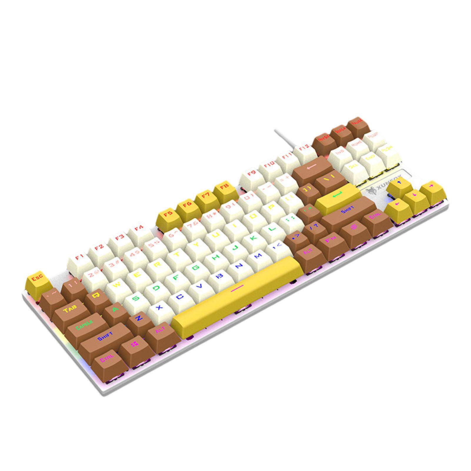 Blue 87 Keys USB Wired Gaming Keyboard, Pastel Lighting Keyboard