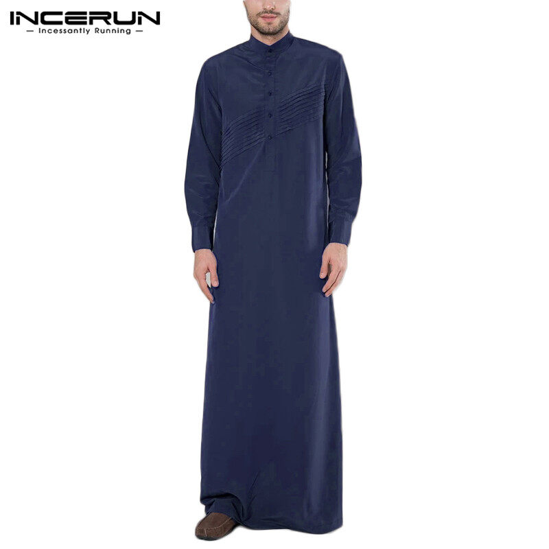 Perfectly INCERUN ที่บุรุษวินเทจมุสลิมเสื้อผ้าซาอุดิอาหรับThobeอิสลามJubba Kaftan Tunicเสื้อยืด