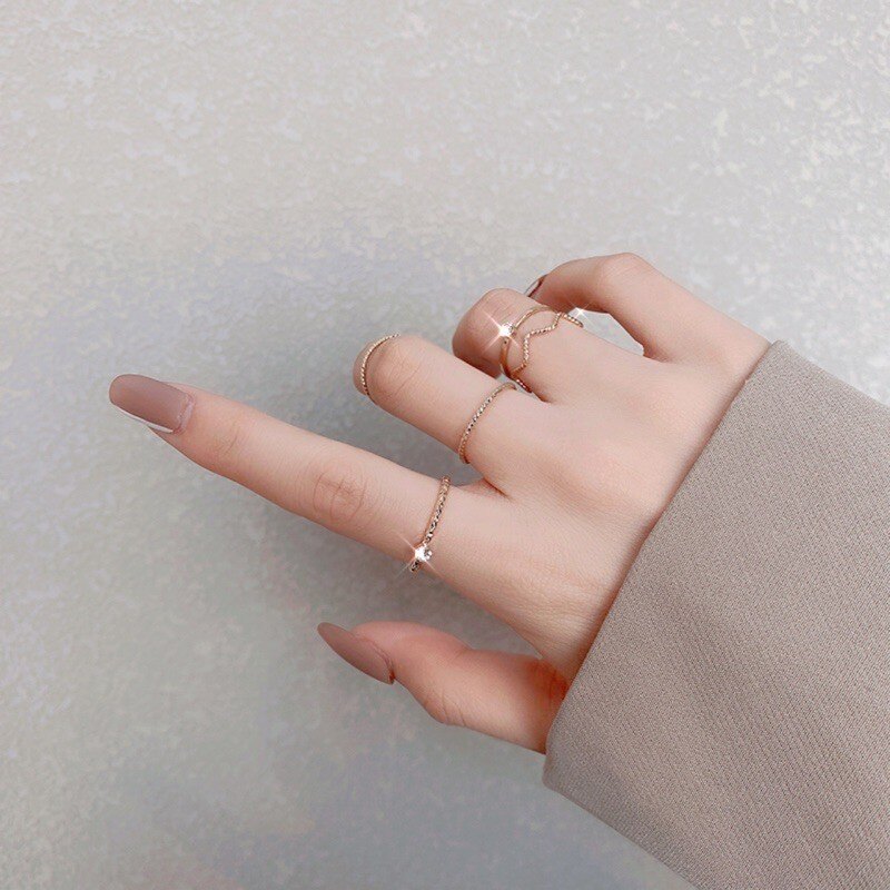 5pcs/set band ring wave stack midi ring lady jewelry charm cincin perumpuan
