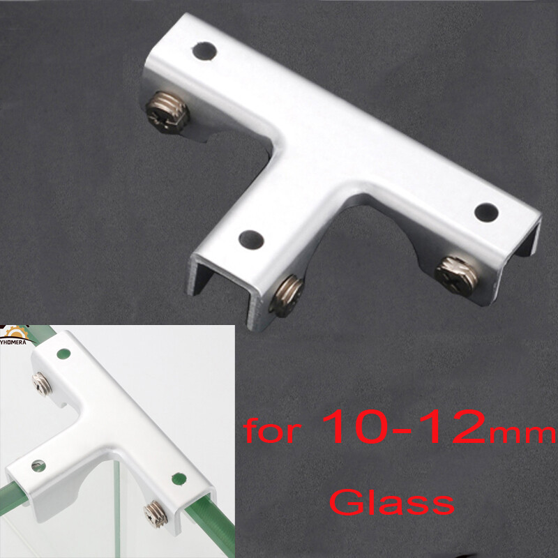 2 Pieces Aluminum Glass Clamps Aquarium Corner Clips Shelves Holder For Thickness 10mm 11mm 12mm Glass Bracket Clamp T Shape / 3-Ways Clip