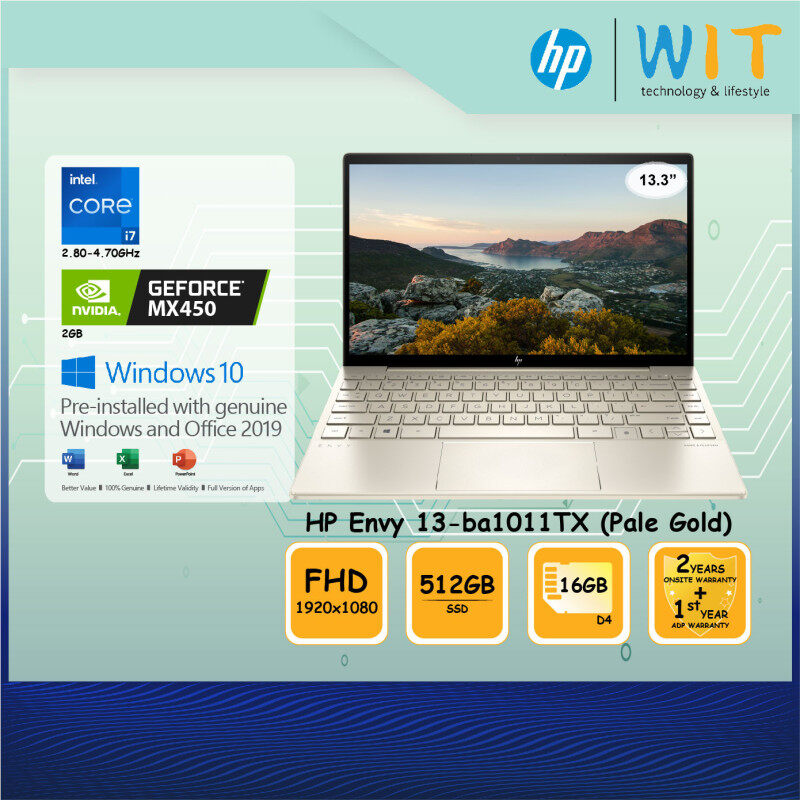 HP Envy 13-ba1011TX Laptop (Pale Gold)/Intel Core i7-1165G7 2.80~4.70Ghz/16GB D4/512GB SSD/13.3FHD/NVD MX450 2GB Malaysia