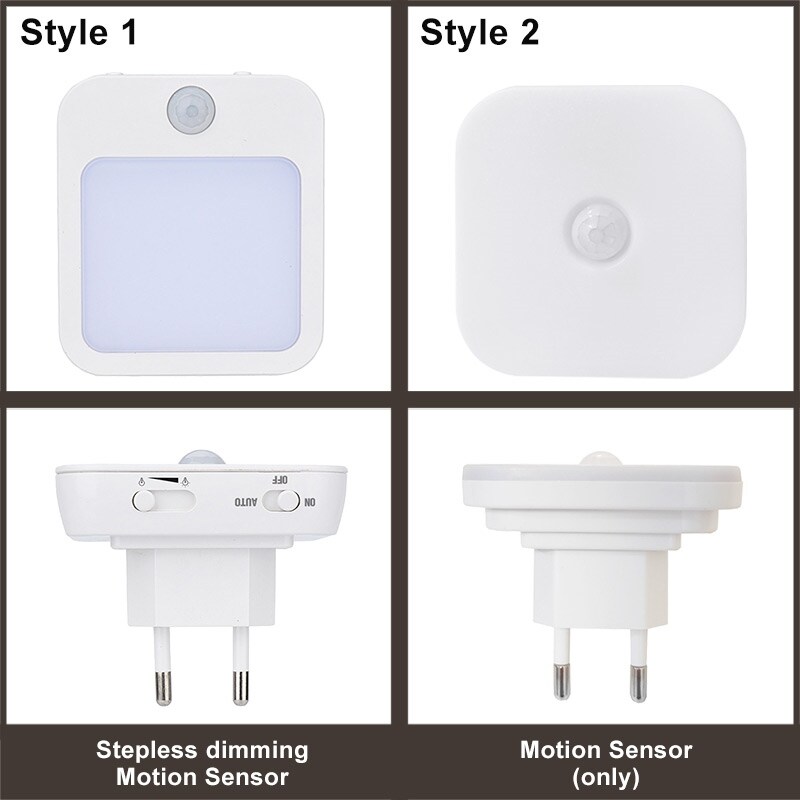 【JING】 Motion Sensor LED Night Lights EU Plug Dimmable Cabinet Light For Baby Bedside Bedroom Corridor Wireless Night Lamp Lighting