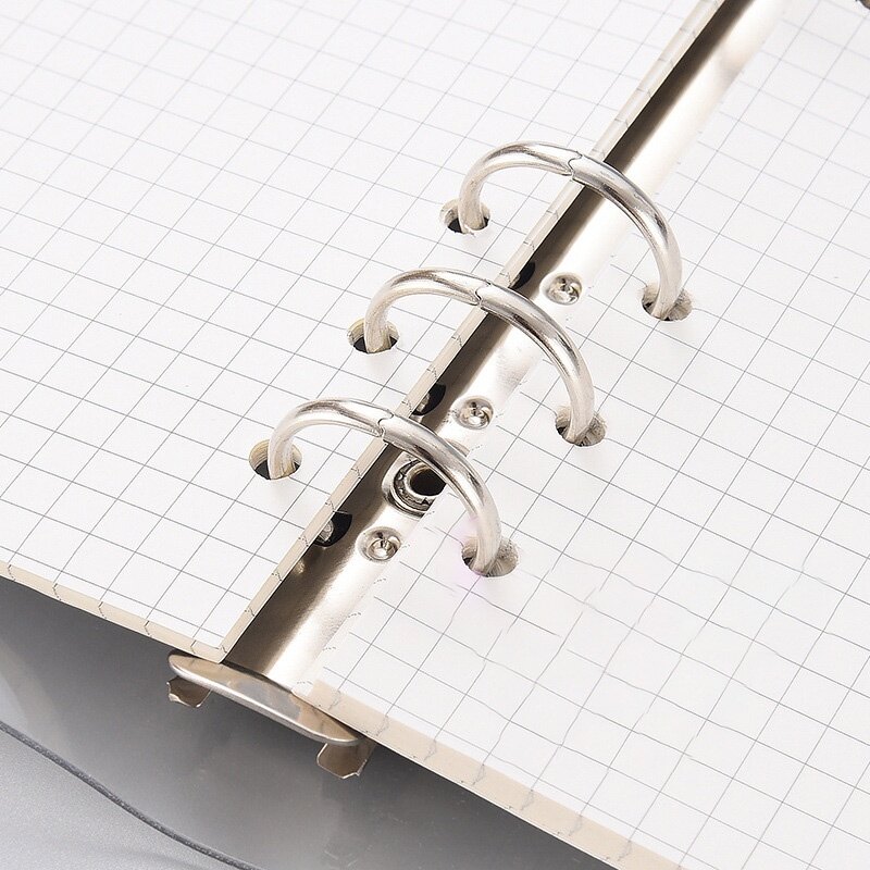 80 Sheets 6 Rings Grid Inner A5 A6 PVC Soft Cover Binder Notebook Loose-leaf Notebook Planner Journal Student Office Stationary Supplies