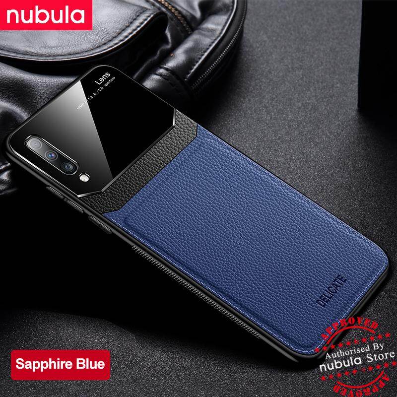 Nubula for samsung galaxy a7 a750 casing hard grained leather back cover plexi glass cellphone case for samsung galaxy a7 2018