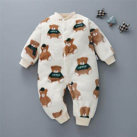 Baby incoming Warm Baby Newborn Bodysuit Winter Soft Cotton Jumpsuit Romper Warm Outwear Baby Snowsuit Kids Fleece Onesie Jumpsuit