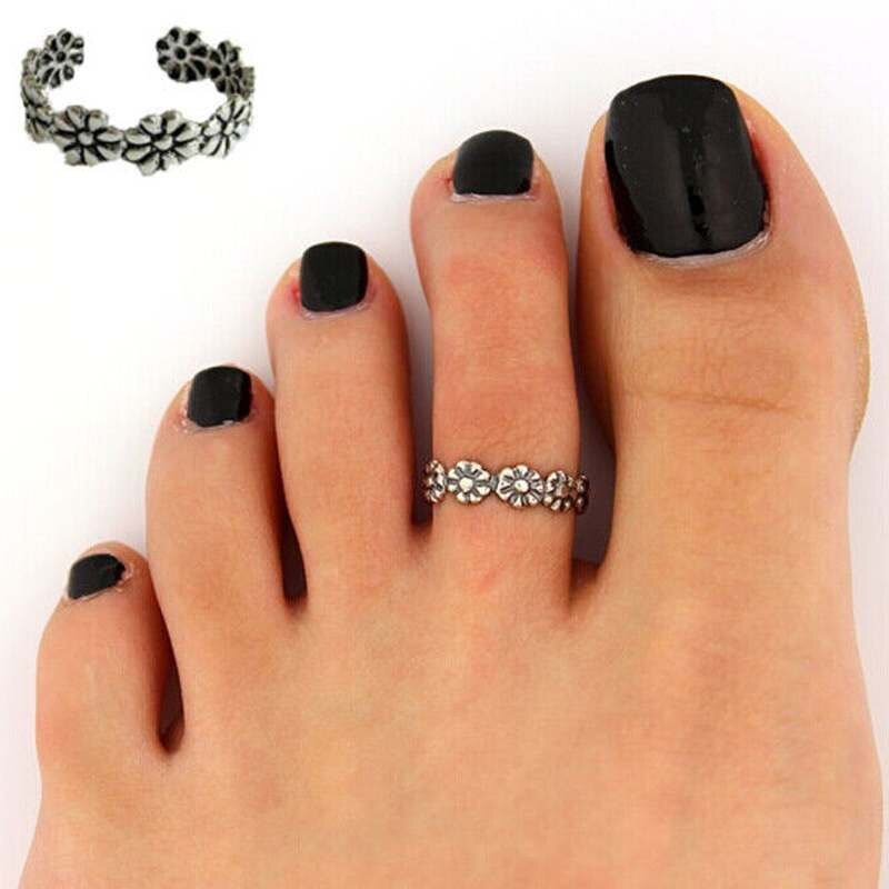 Women Elegant Adjustable 925 Silver Plated Toe Ring Foot Jewelry Beach Jewelry