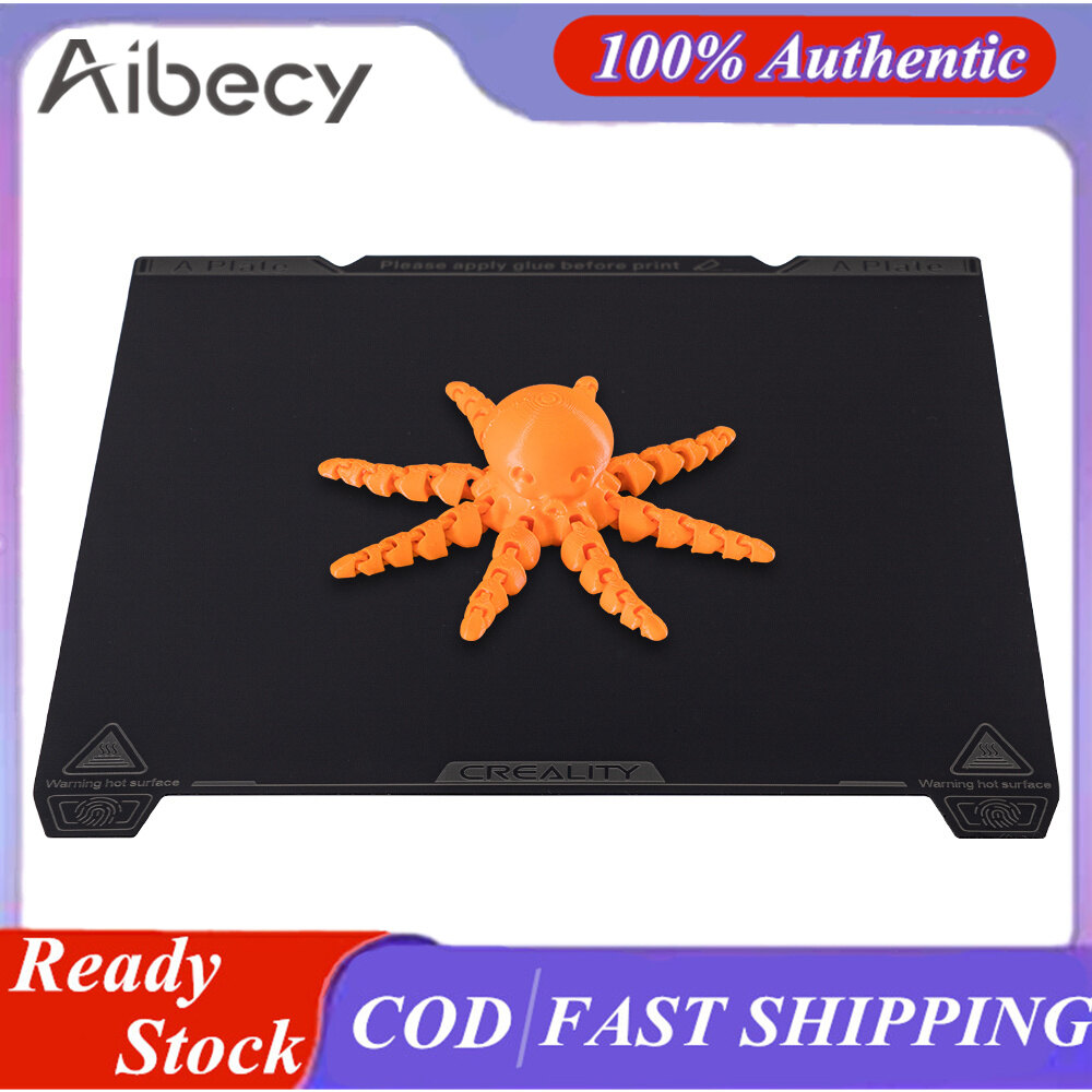 Aibecy creality k1 smooth pei build plate kit strong magetic spring steel heat bed for ender-3 s1/ender-3 s1 pro/ender-5 s1/k1 3d printers with double handles ahesion back for pla abs asa petg tpu pc pa filament