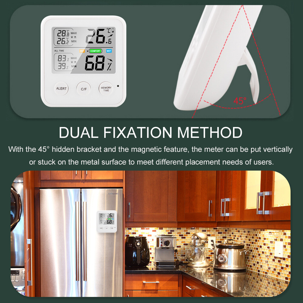 Smart Sensor Nhiệt Kế Từ Tính Có Độ Chính Xác Cao Máy Đo Độ Ẩm Nhiệt Kế Kỹ Thuật Số Với Màn Hình LCD ° C/° F Có Thể Chuyển Đổi Mọi Thời Gian/24 Giờ Chức Năng Nhắc Nhở Thoải Mái Độ Ẩm Nhiệt Độ Tối Thiểu Tối Đa