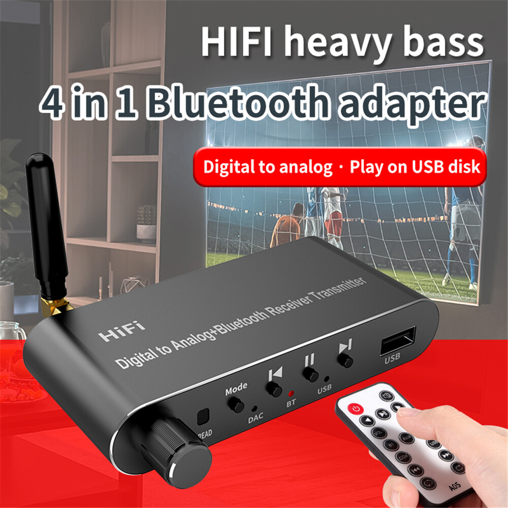 Bộ Thu Phát 5.1 Tương Thích Bluetooth Điều Khiển Từ Xa Đầu Chuyển Âm Thanh U Disk Play Coxial/Optical Đến 3.5MM Aux RL Bộ Chuyển Đổi DAC