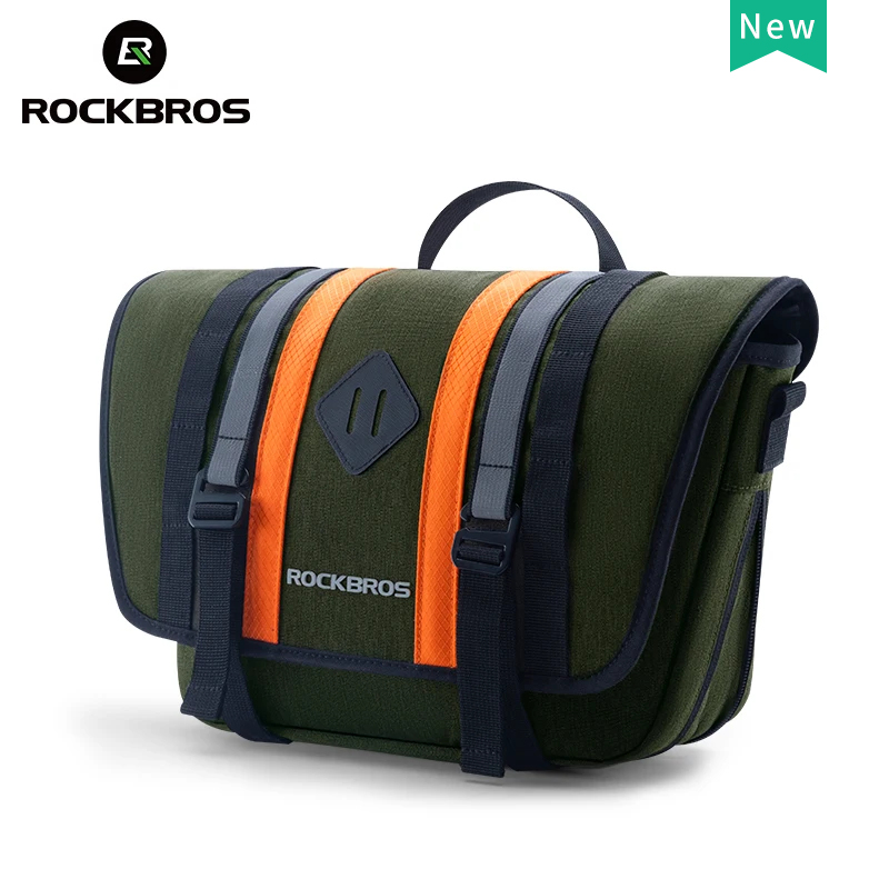 ROCKBROS Cycling Bike Bag Bicycle Front Bag 4L Large Capacity Storage Adjustable Handlebar Bag Portable Shoulder Bag With Reflective Stripe Cycling MTB Road Bike Accessories