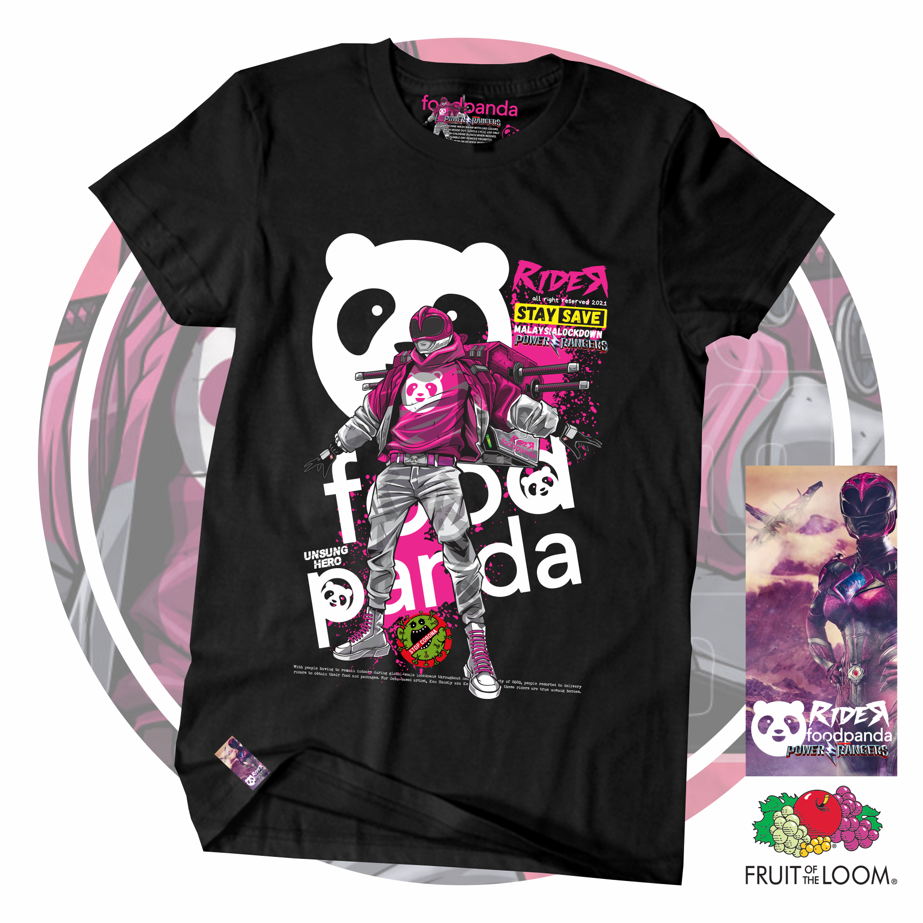 T shirt for men/Power Panda Ranger Food 