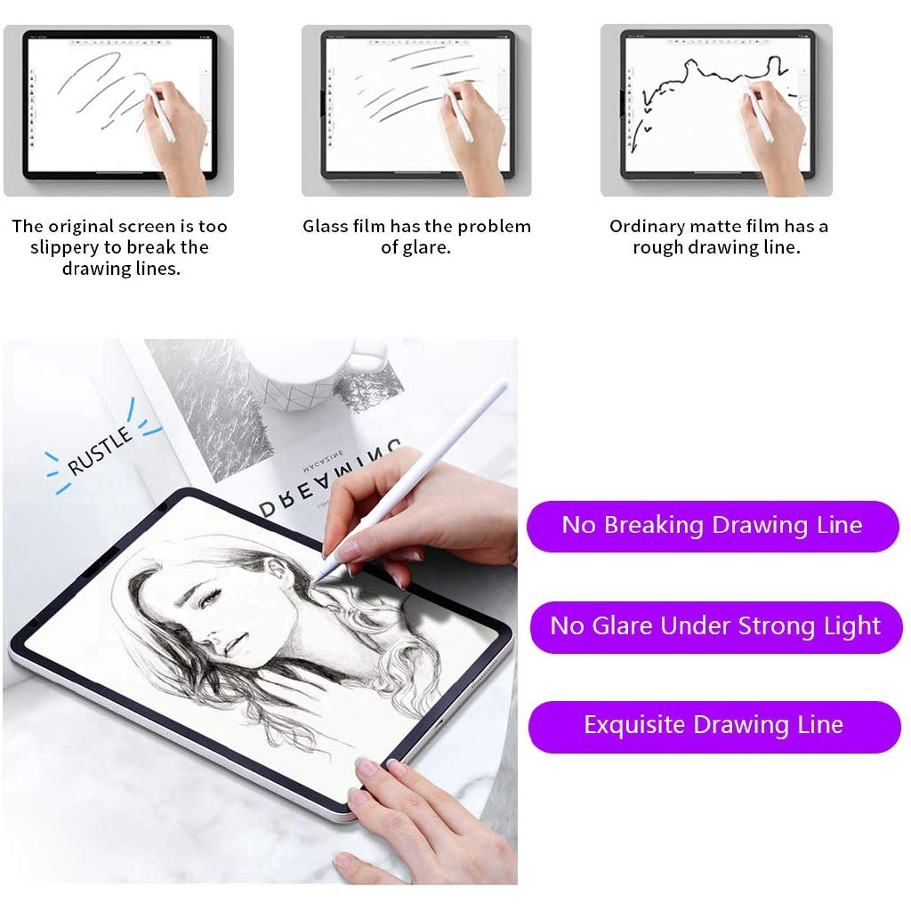 Miếng Bảo Vệ Màn Hình Giống Như Giấy Cho Microsoft Surface Pro 8/7/6/5/4/3 Surface Go 2/3 Book 1/2/3 15 Inch/13 InchPro X Laptop 1/2/3/4